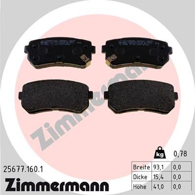 Zimmermann 25677.160.1 - Гальмівні колодки, дискові гальма autozip.com.ua