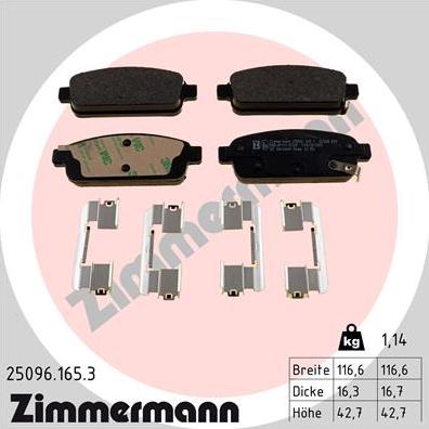 Zimmermann 25096.165.3 - Гальмівні колодки, дискові гальма autozip.com.ua