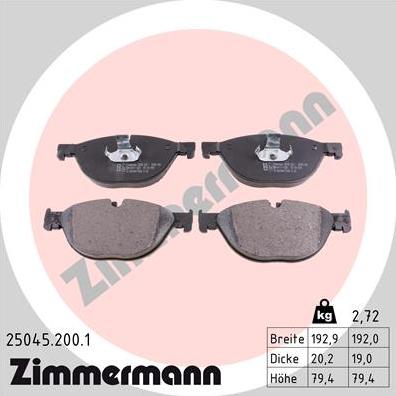 Zimmermann 25045.200.1 - Гальмівні колодки, дискові гальма autozip.com.ua