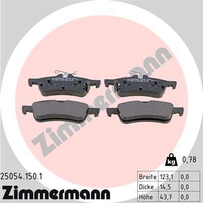 Zimmermann 25054.150.1 - Гальмівні колодки, дискові гальма autozip.com.ua