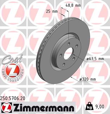 Zimmermann 250.5706.20 - Гальмівний диск autozip.com.ua