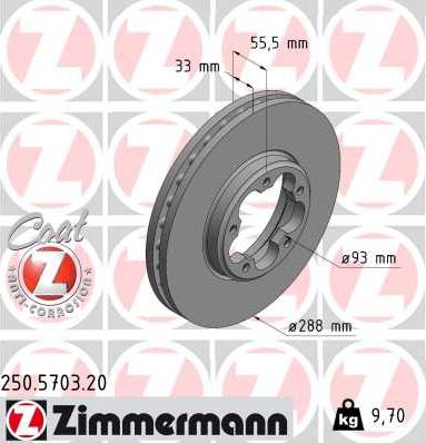 Zimmermann 250.5703.20 - Гальмівний диск autozip.com.ua