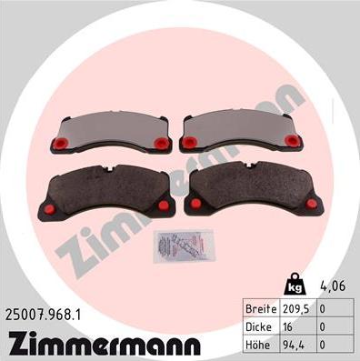 Zimmermann 25007.968.1 - Гальмівні колодки, дискові гальма autozip.com.ua