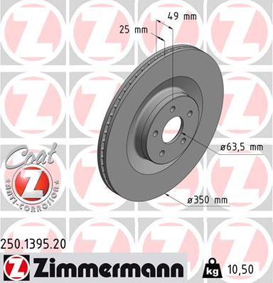 Zimmermann 250.1395.20 - Гальмівний диск autozip.com.ua