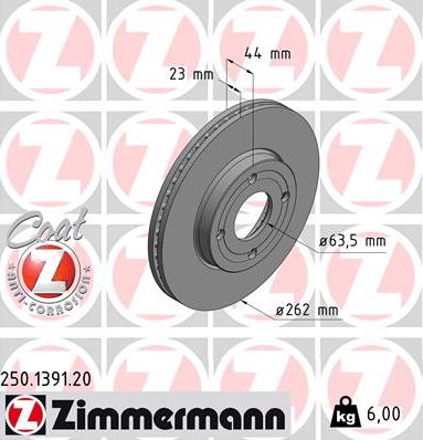 Zimmermann 250.1391.20 - Гальмівний диск autozip.com.ua