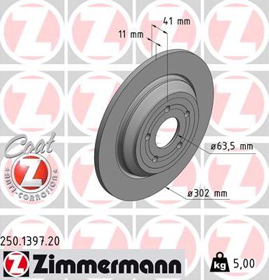 Zimmermann 250.1397.20 - Гальмівний диск autozip.com.ua