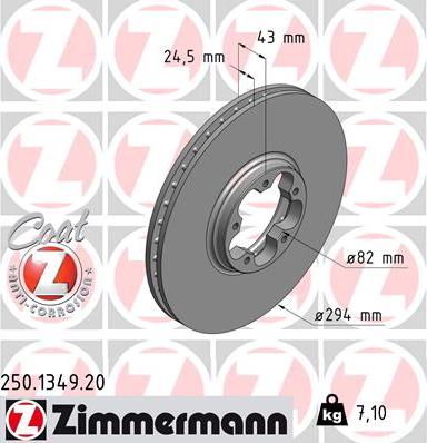 Zimmermann 250.1349.20 - Гальмівний диск autozip.com.ua