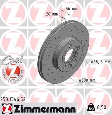 Zimmermann 250.1346.52 - Гальмівний диск autozip.com.ua