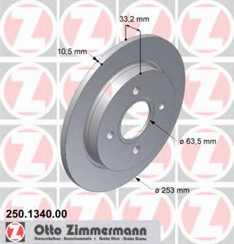 Zimmermann 250.1340.00 - Гальмівний диск autozip.com.ua