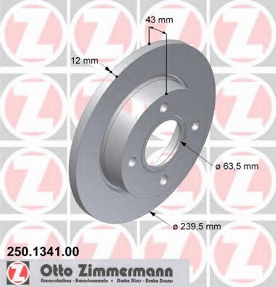 Zimmermann 250 1341 00 - Гальмівний диск autozip.com.ua