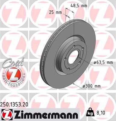 Zimmermann 250.1353.20 - Гальмівний диск autozip.com.ua