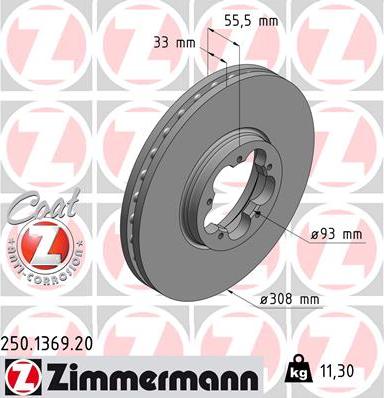 Zimmermann 250.1369.20 - Гальмівний диск autozip.com.ua