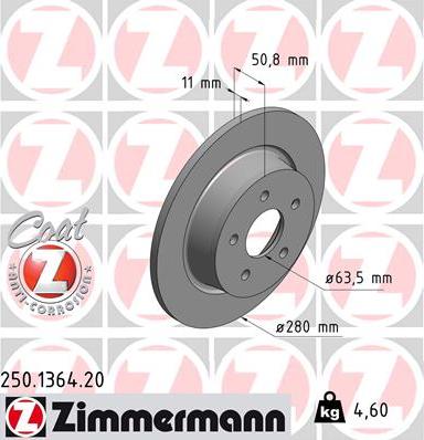 Zimmermann 250.1364.20 - Гальмівний диск autozip.com.ua