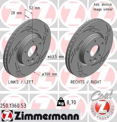 Zimmermann 250.1360.53 - Гальмівний диск autozip.com.ua