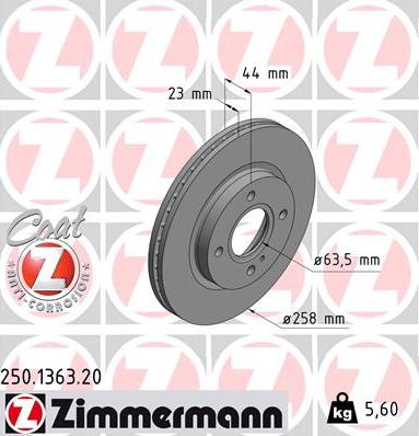 Zimmermann 250.1363.20 - Гальмівний диск autozip.com.ua