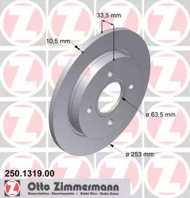 Zimmermann 250.1319.00 - Гальмівний диск autozip.com.ua