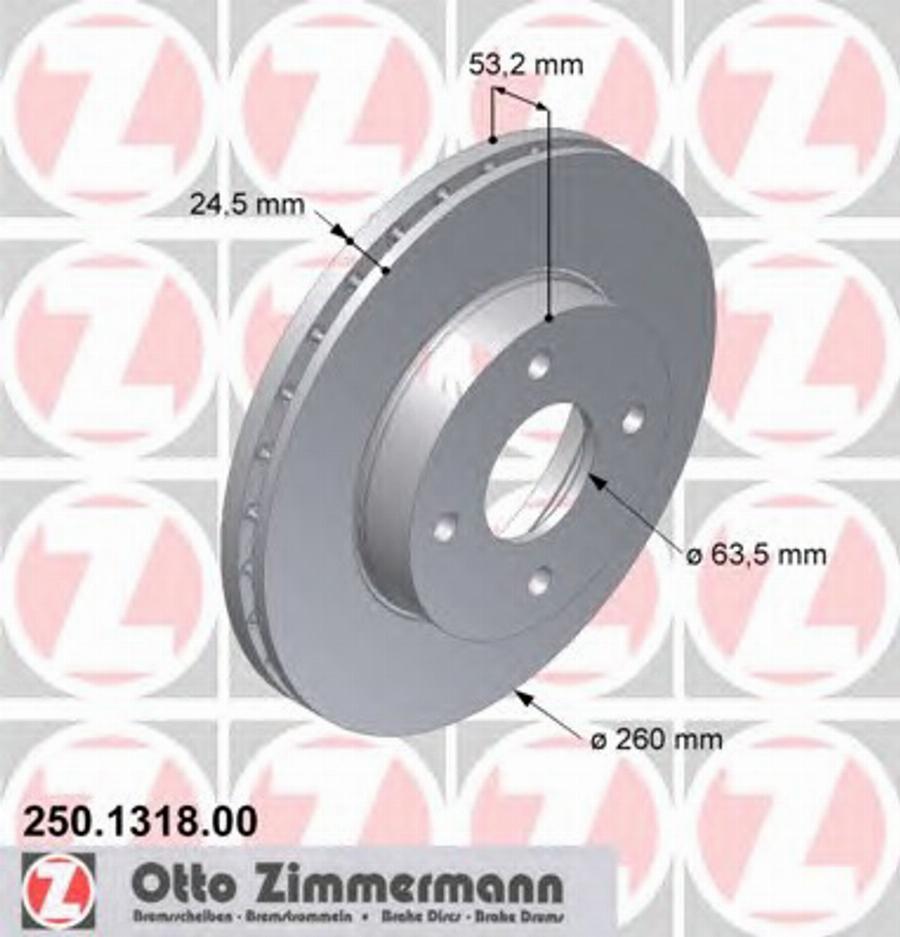 Zimmermann 250131800 - Гальмівний диск autozip.com.ua