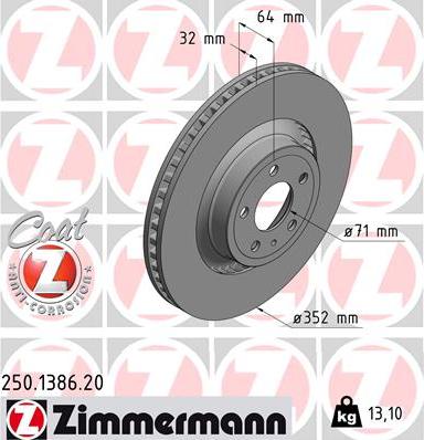 Zimmermann 250.1386.20 - Гальмівний диск autozip.com.ua