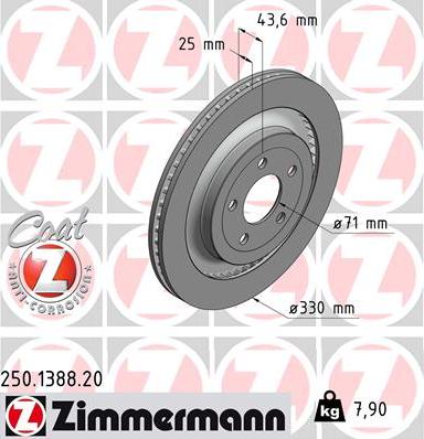 Zimmermann 250.1388.20 - Гальмівний диск autozip.com.ua