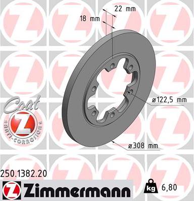 Zimmermann 250.1382.20 - Гальмівний диск autozip.com.ua
