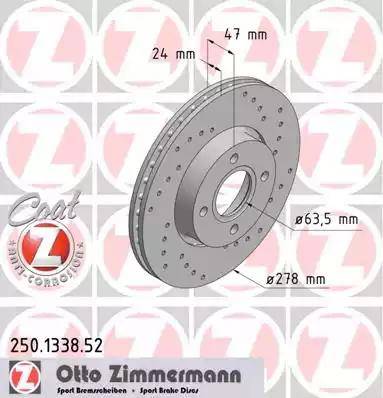 Zimmermann 250.1338.52 - Гальмівний диск autozip.com.ua