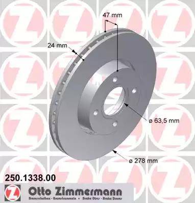 Zimmermann 250.1338.00 - Гальмівний диск autozip.com.ua