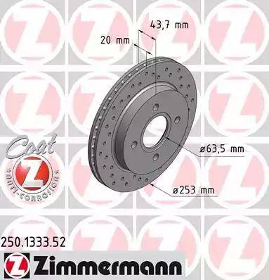 Zimmermann 250.1333.52 - Гальмівний диск autozip.com.ua