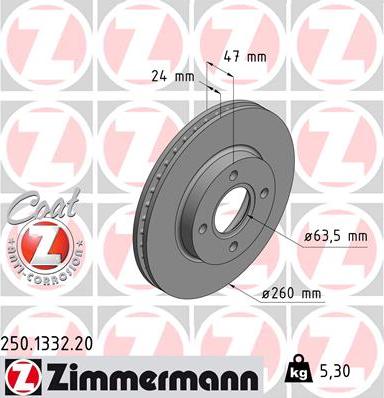 Zimmermann 250.1332.20 - Гальмівний диск autozip.com.ua