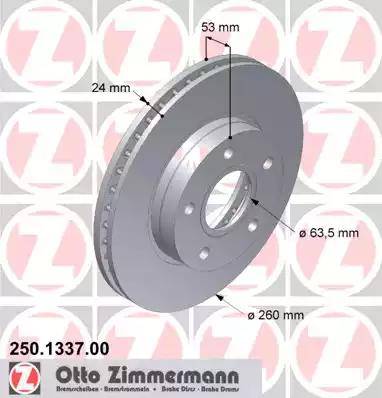 Zimmermann 250.1337.00 - Гальмівний диск autozip.com.ua