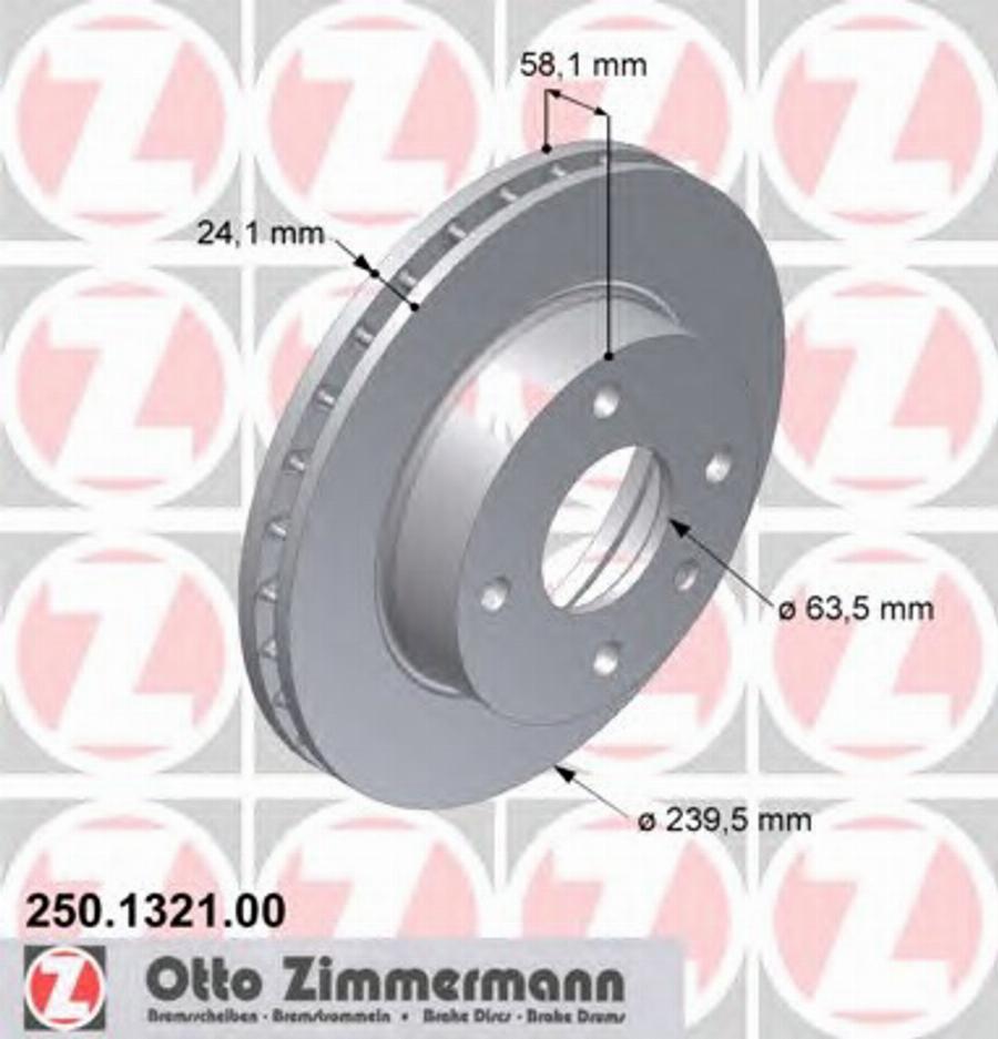 Zimmermann 250.1321.00 - Гальмівний диск autozip.com.ua