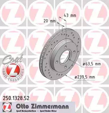 Zimmermann 250.1328.52 - Гальмівний диск autozip.com.ua