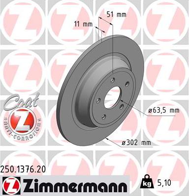 Zimmermann 250.1376.20 - Гальмівний диск autozip.com.ua