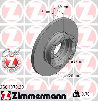 Zimmermann 250.1370.20 - Гальмівний диск autozip.com.ua