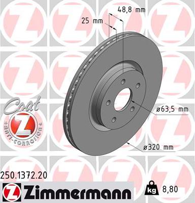 Zimmermann 250.1372.20 - Гальмівний диск autozip.com.ua