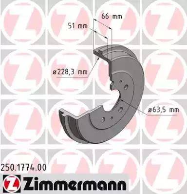 Zimmermann 250.1774.00 - Гальмівний барабан autozip.com.ua