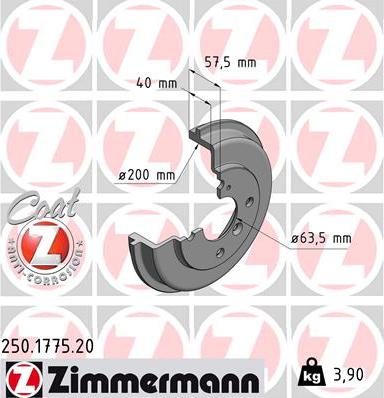 Zimmermann 250.1775.20 - Гальмівний барабан autozip.com.ua