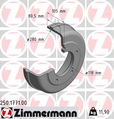 Zimmermann 250.1771.00 - Гальмівний барабан autozip.com.ua