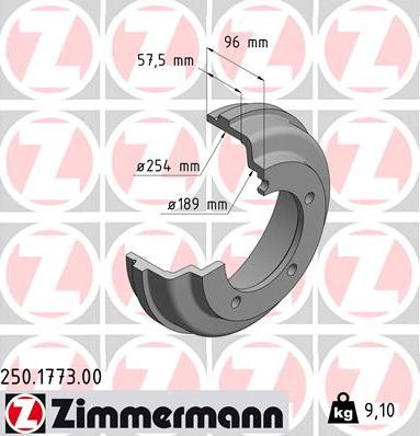 Zimmermann 250.1773.00 - Гальмівний барабан autozip.com.ua