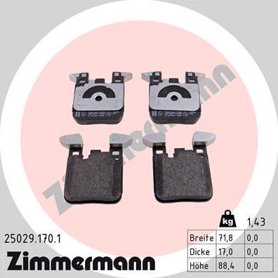 Zimmermann 25029.170.1 - Гальмівні колодки, дискові гальма autozip.com.ua