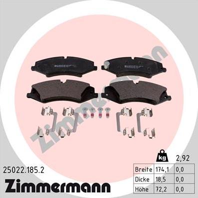 Zimmermann 25022.185.2 - Гальмівні колодки, дискові гальма autozip.com.ua