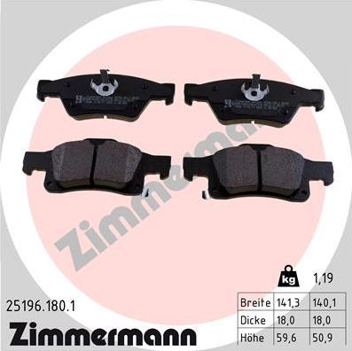 Zimmermann 25196.180.1 - Гальмівні колодки, дискові гальма autozip.com.ua