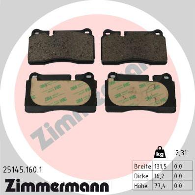 Zimmermann 25145.160.1 - Гальмівні колодки, дискові гальма autozip.com.ua
