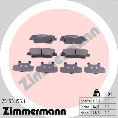 Zimmermann 25153.155.1 - Гальмівні колодки, дискові гальма autozip.com.ua