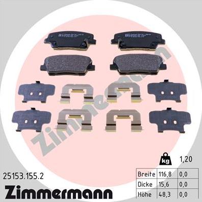 Zimmermann 25153.155.2 - Гальмівні колодки, дискові гальма autozip.com.ua