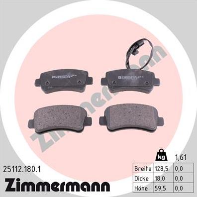 Zimmermann 25112.180.1 - Гальмівні колодки, дискові гальма autozip.com.ua