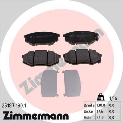 Zimmermann 25187.180.1 - Гальмівні колодки, дискові гальма autozip.com.ua