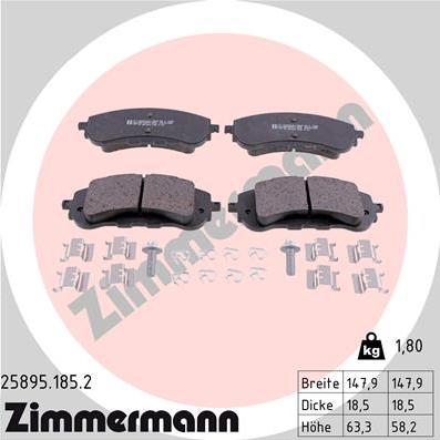 Zimmermann 25895.185.2 - Гальмівні колодки, дискові гальма autozip.com.ua