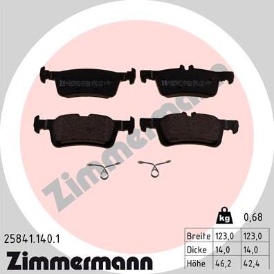 Zimmermann 25841.140.1 - Гальмівні колодки, дискові гальма autozip.com.ua