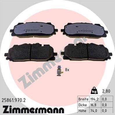 Zimmermann 25861.970.2 - Гальмівні колодки, дискові гальма autozip.com.ua