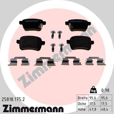 Zimmermann 25818.175.2 - Гальмівні колодки, дискові гальма autozip.com.ua